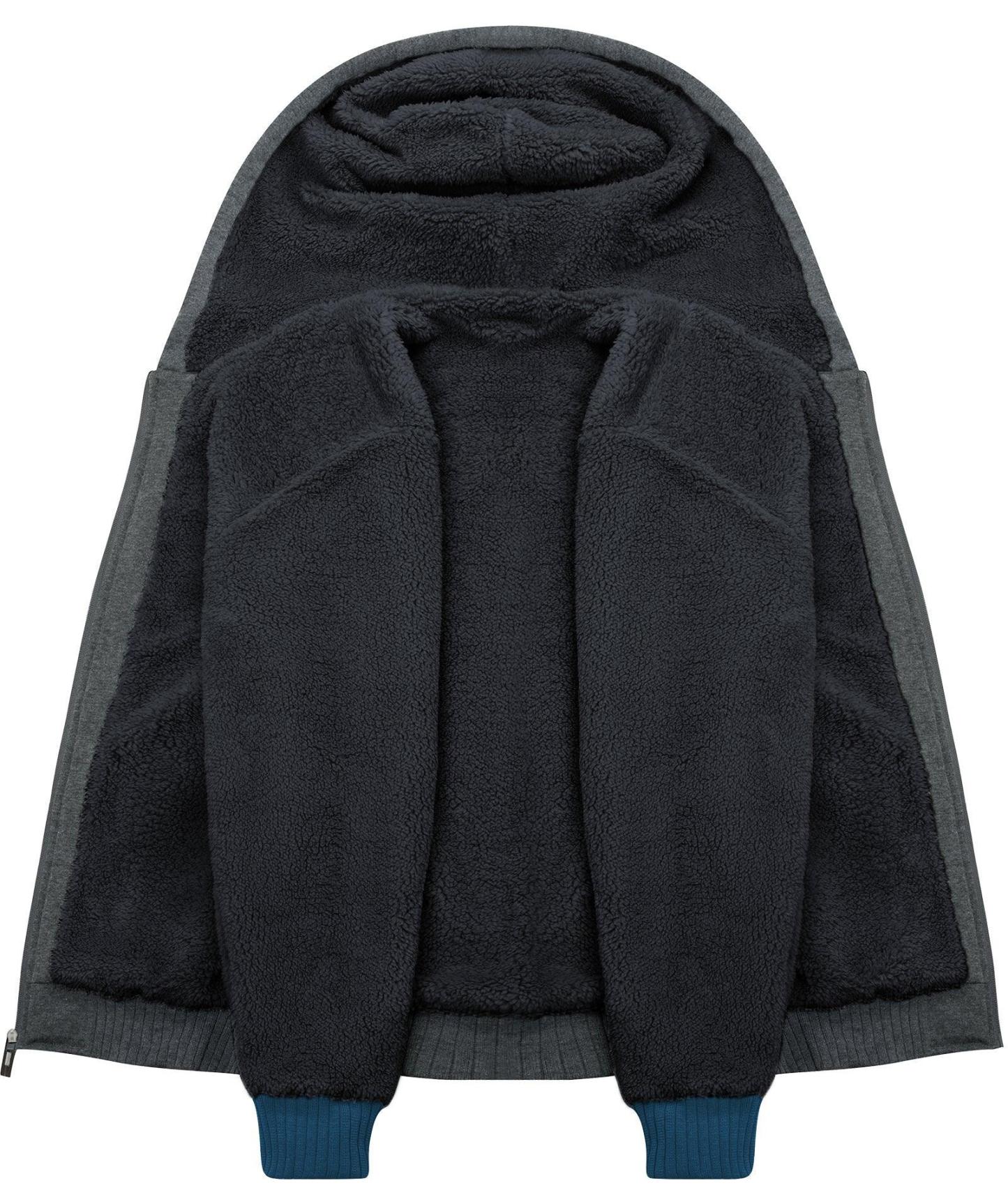 ZITY Men's Full Zip Up Contrast Color Fleece Hoodie-zity1712