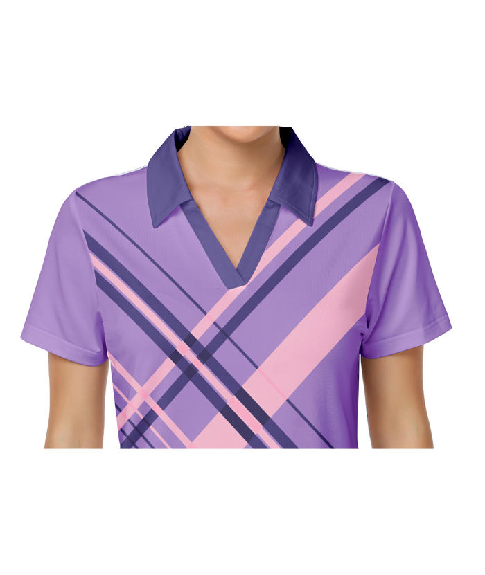 ZITY Women's Slim Fit Fit Stripe Pattern Golf Polo Shirt-CFWTX00040