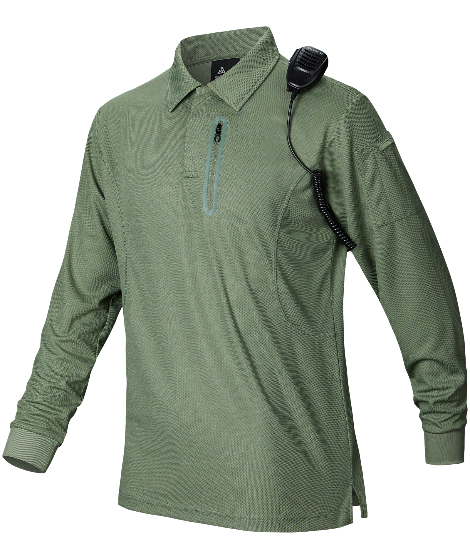 ZITY Men's Zipper Pocket Long Sleeve Polo Shirt-CFMPO00043