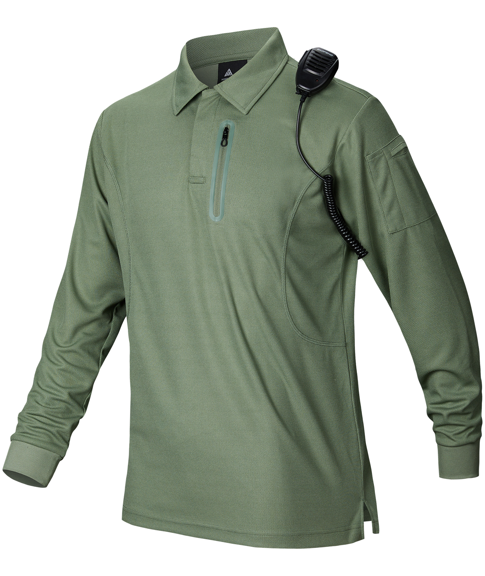 ZITY Men's Zipper Pocket Long Sleeve Polo Shirt-CFMPO00043