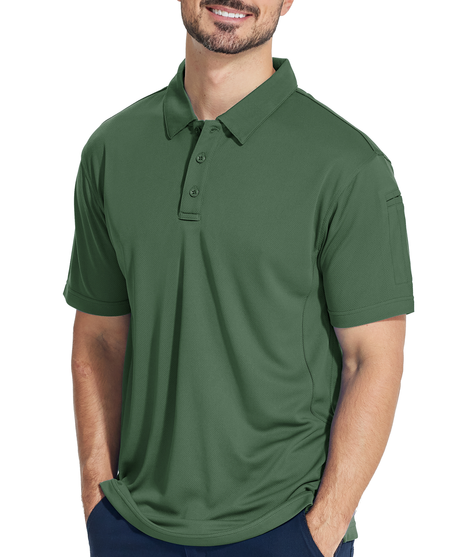 ZITY Men's Slim Fit Button Up Golf Polo Shirt-CUMPO03930