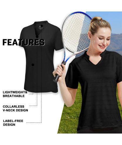 ZITY Women's V Neck Dri Fit Golf Polo Shirt-CFWMX20000