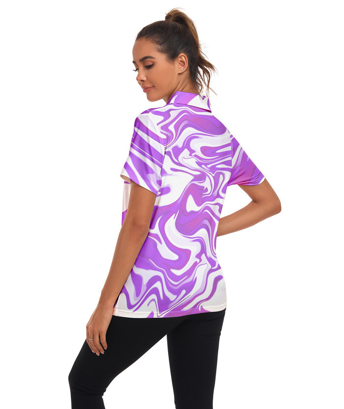 ZITY Women's Color Print Short Sleeved Quick Dry Casual Golf Polo Shirt-ZPK003142 | Zitysports