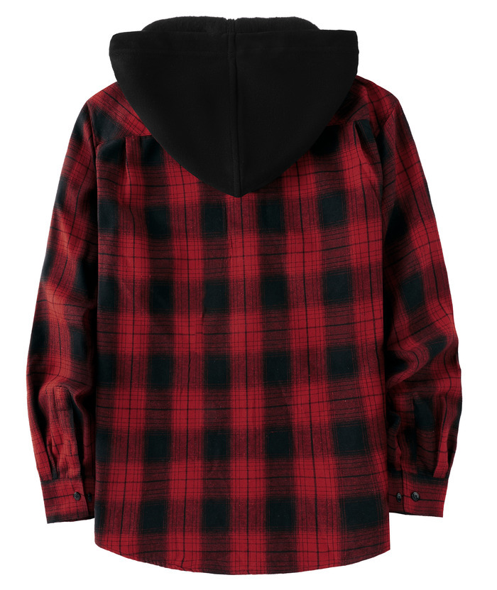 ZITY Men's Button Up Long Sleeve Plaid Hoodie-CUMLT03681|Zitysports