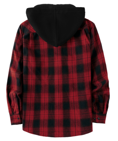 ZITY Men's Button Up Long Sleeve Plaid Hoodie-CUMLT03681|Zitysports