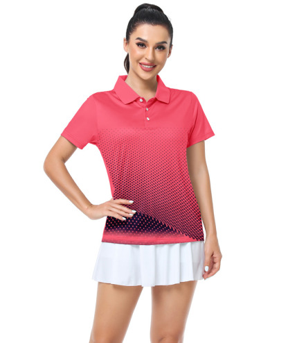 ZITY Women's Tennis Button-Up Short Sleeve Fast Dry Polo Shirt-ZPK001220 | Zitysports