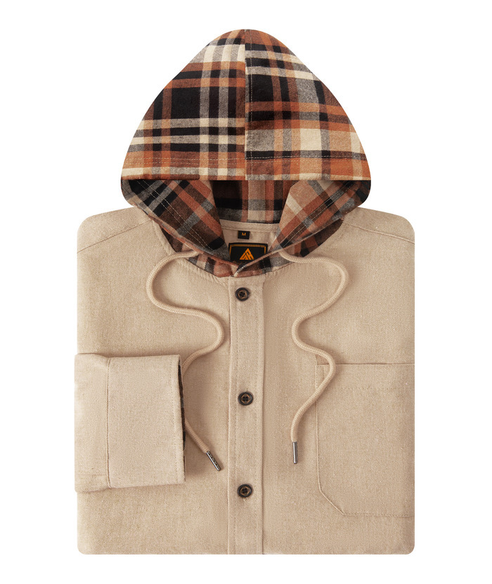 ZITY Men's Color Block Button Plaid Hoodie Shirt-ZPK007042 | Zitysports