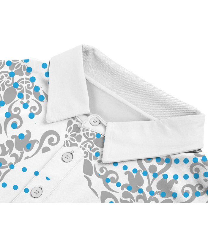 Men's White Ethnic Prints Golf Polo Shirt