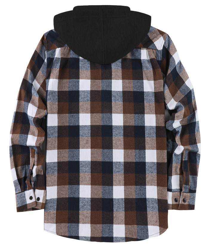 ZITY Men's Button Up Long Sleeve Plaid Hoodie-CUMLT03681|Zitysports
