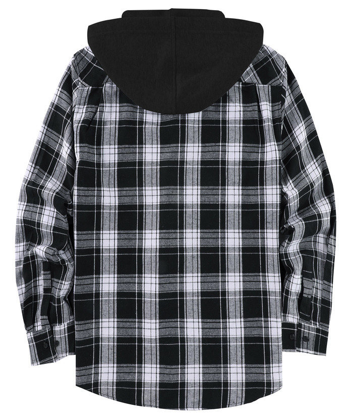 ZITY Men's Button Up Long Sleeve Plaid Hoodie-CUMLT03681|Zitysports