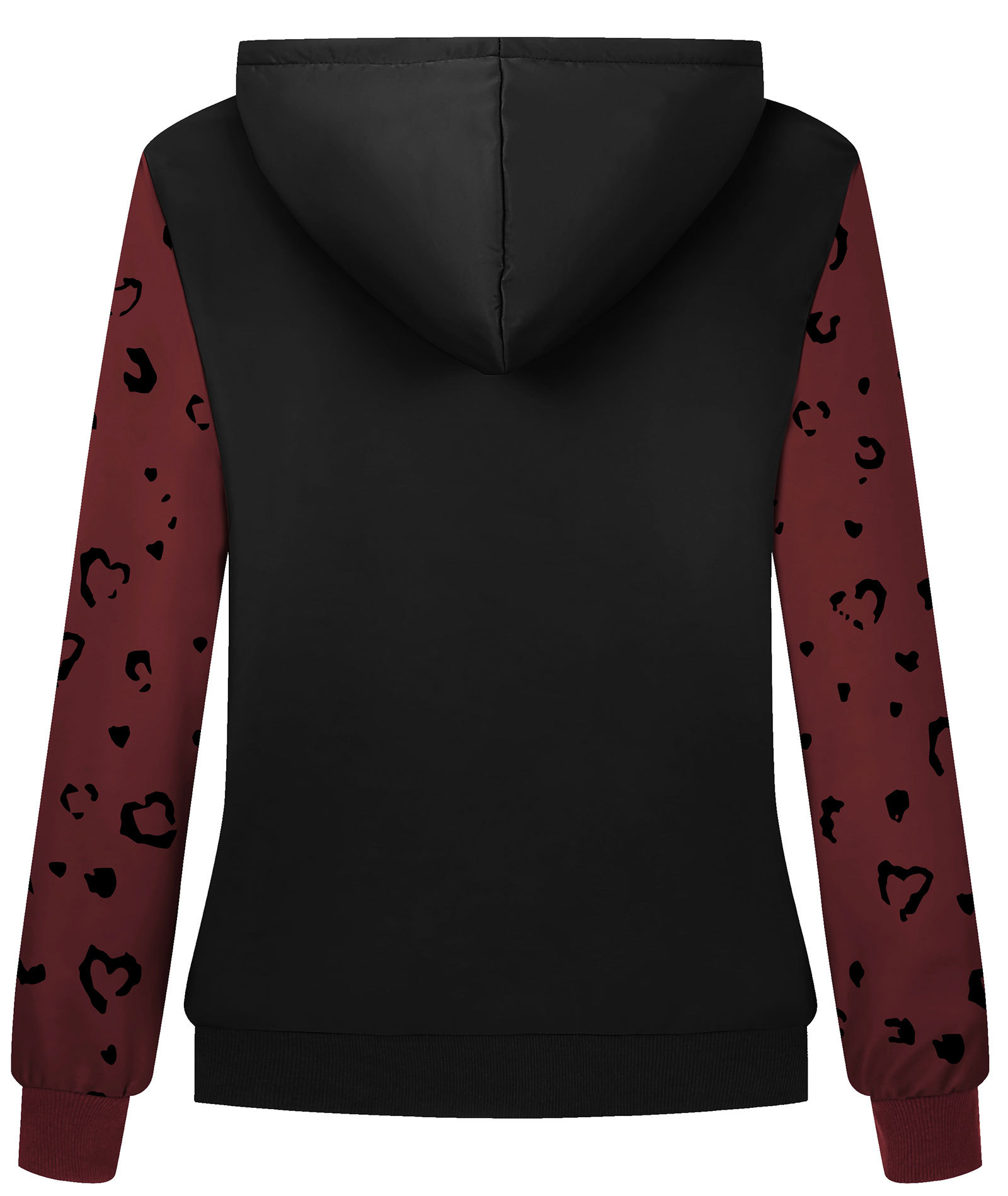 ZITY Women's Leopard Print Long Sleeve Fleece Hoodie-CUWFH01055