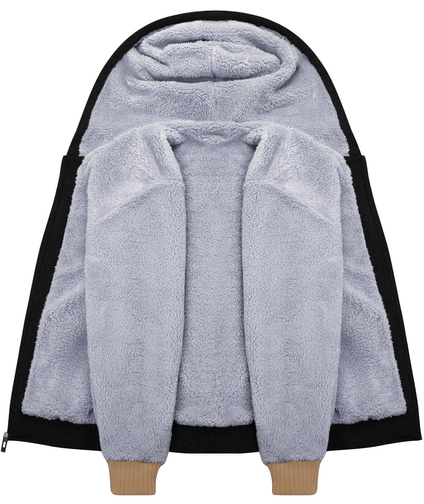 ZITY Men's Full Zip Up Contrast Color Fleece Hoodie-zity1712