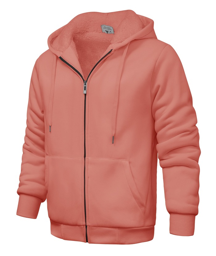 ZITY Men's Solid Hooded Jacket Thick Fleece Hoodie For Fall Winter-ZPK007270 | Zitysports