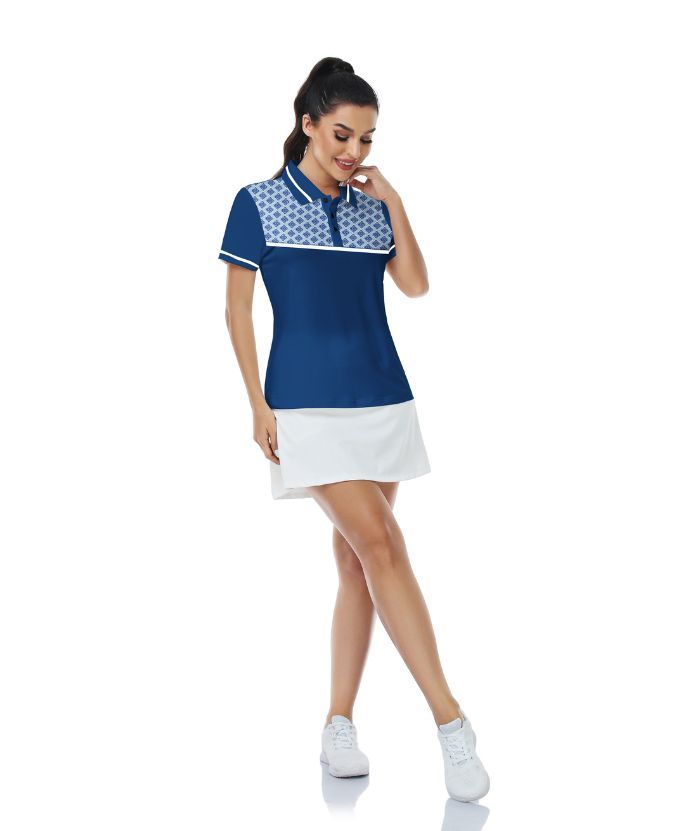 ZITY Women's Navy Blue Slim Fit Golf Polo Shirt-CUWPO01352