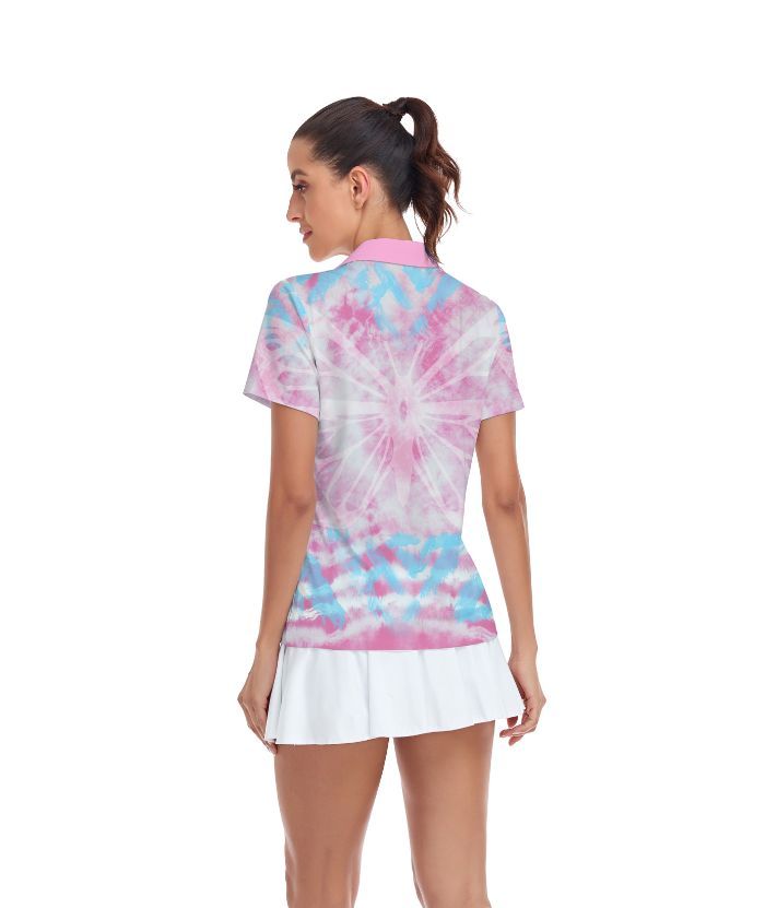 ZITY Women's Butterfly Tie Dye Slim Fit Golf Polo Shirt-CUWPO01557