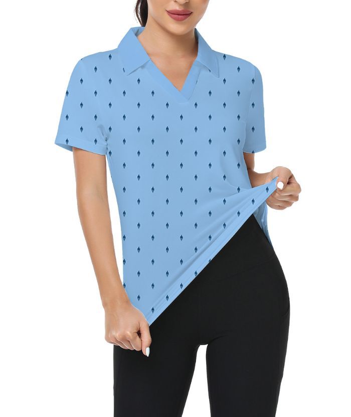 ZITY Women's Slim Fit V Neck Golf Polo Shirt-CUWPO01337