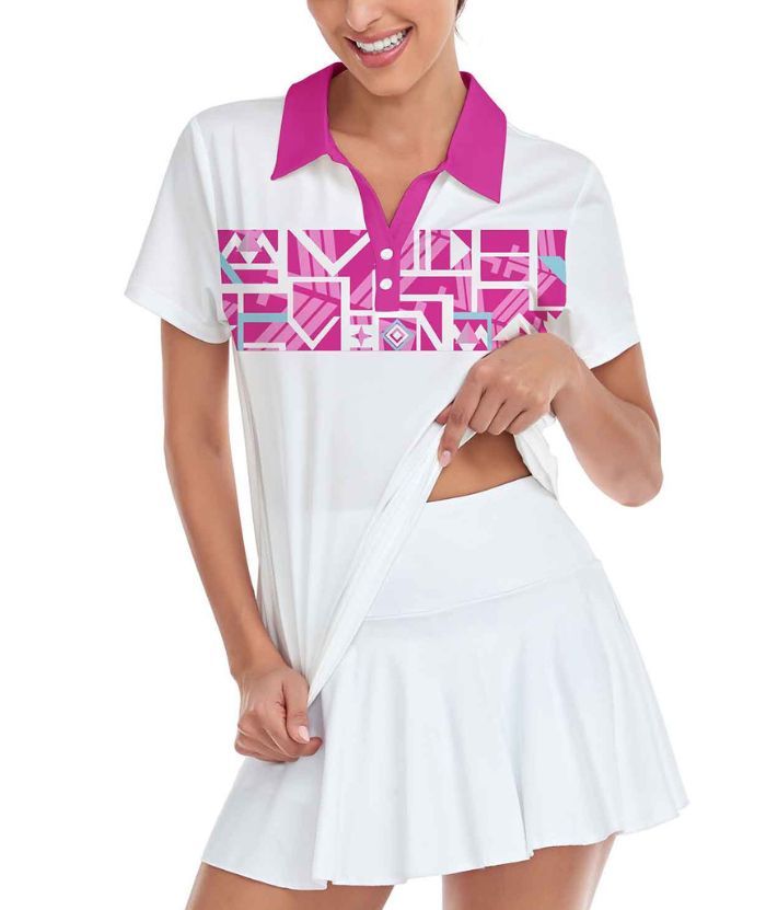 ZITY Women's Dri fit Button Up Golf Polo Shirt-CUWPO01338