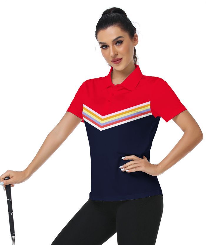 ZITY Women's Dri Fit Red Golf Polo Shirt-CUWPO01576