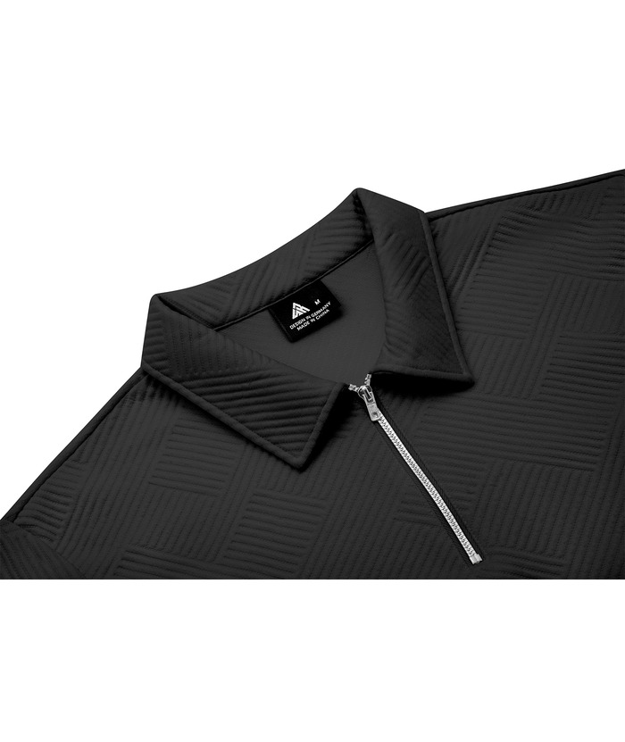 ZITY Men's Quarter Zip Slim Fit Polo Shirt-CUMPO03061