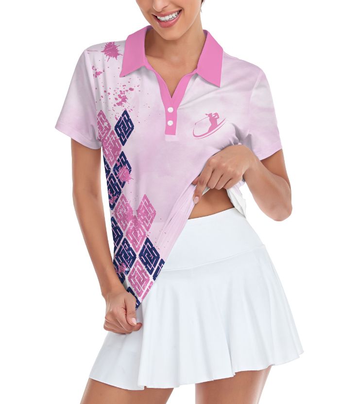 ZITY Women's Casual Pink Dri Fit Golf Polo Shirt-CUWPO01561