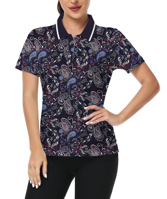 ZITY Women's Button Up Slim Fit Golf Polo Shirt-CUWPO01941