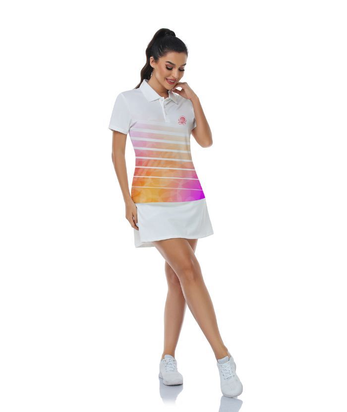 ZITY Women's Dri Fit Striped Casual Golf Polo Shirt-CUWPO01564
