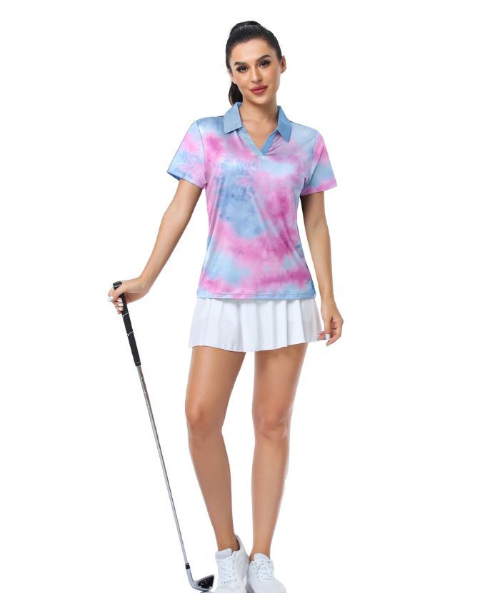 ZITY Women's Tie Dye print Dri fit Golf Polo Shirt-CUWPO01994