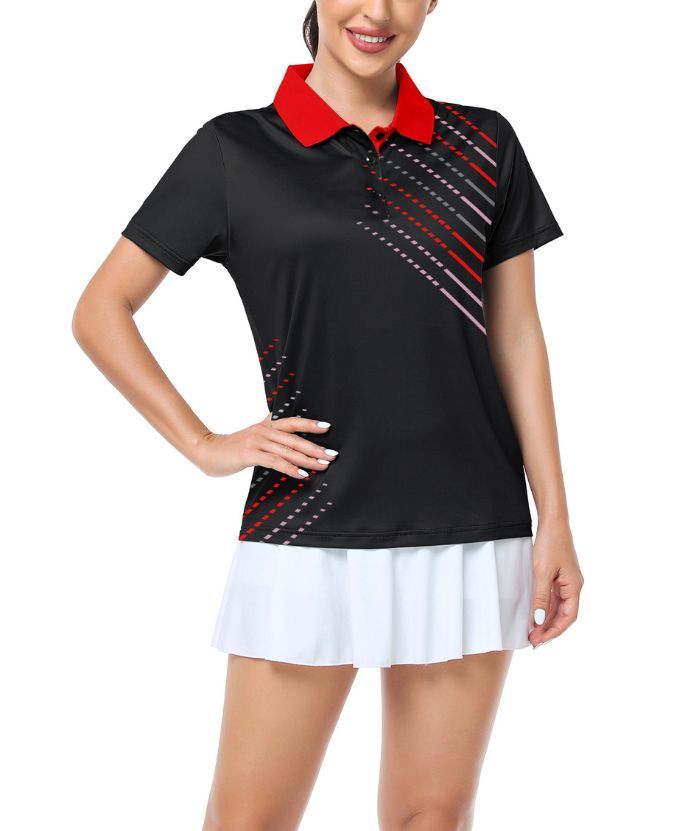 ZITY Women's Dashed Lines Dri Fit Golf Polo Shirt-CUWPO02415