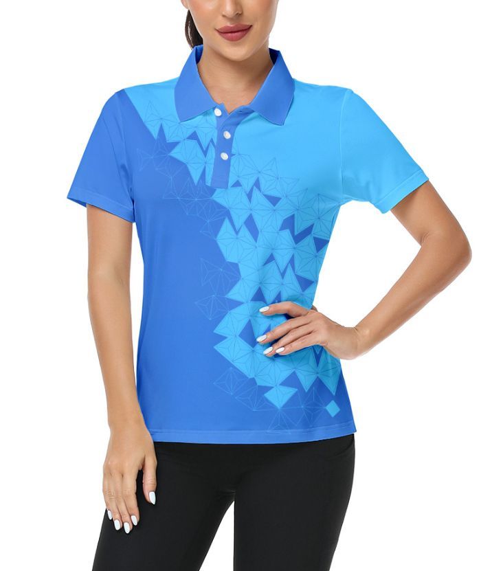 ZITY Women's Dri Fit Geometric Design Golf Polo Shirt-CUWPO02417