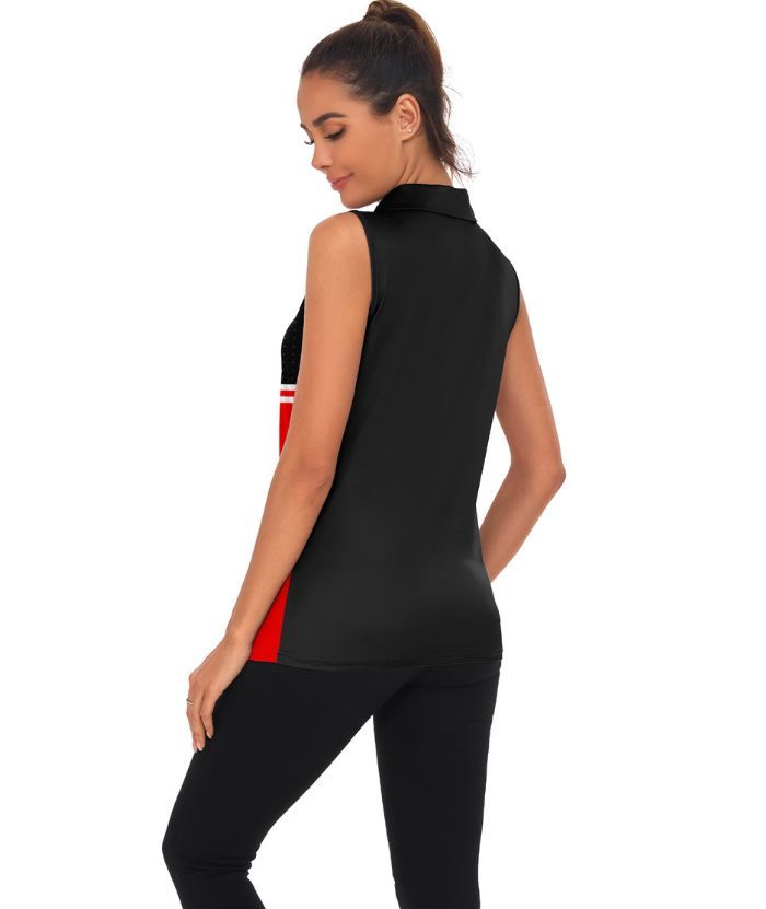 ZITY Women's Slim Fit V Neck Sleeveless Golf Polo Shirt-CUWBP02220