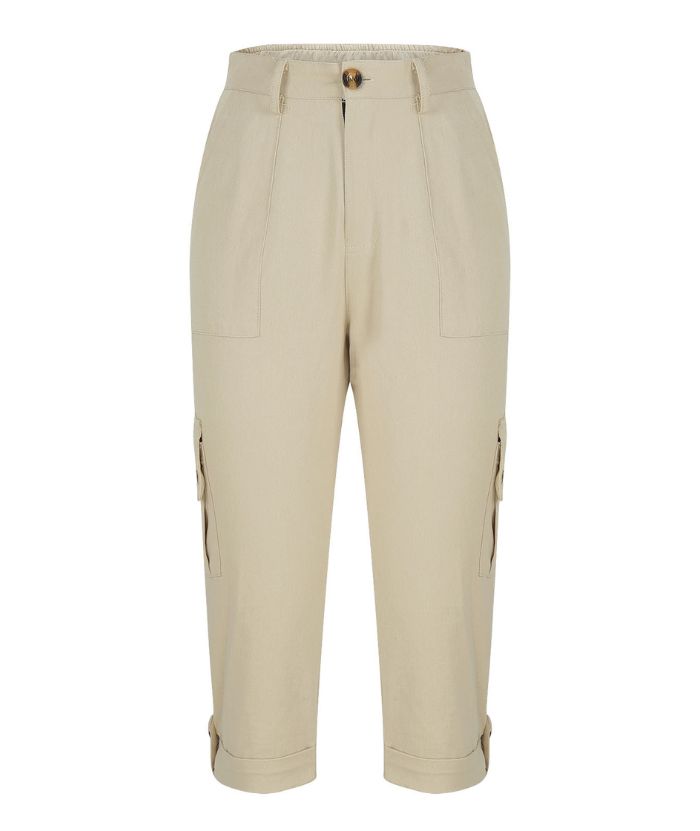 ZITY Women's Solid Color Multi Pocket Three Quarter Pant-DUWCS06170