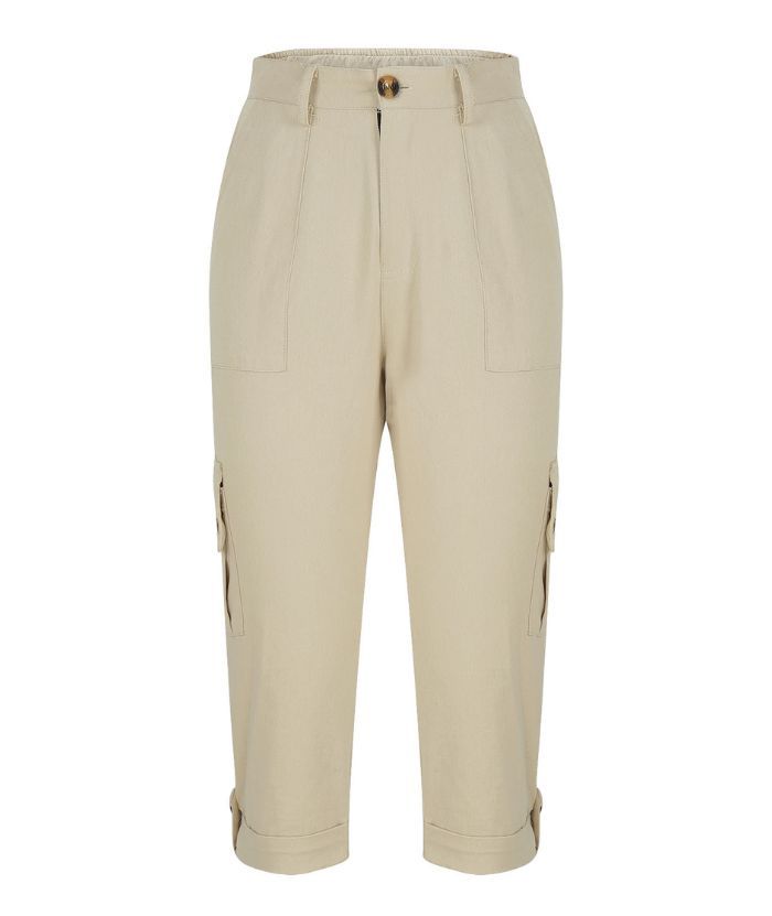 ZITY Women's Solid Color Multi Pocket Three Quarter Pant-DUWCS06170