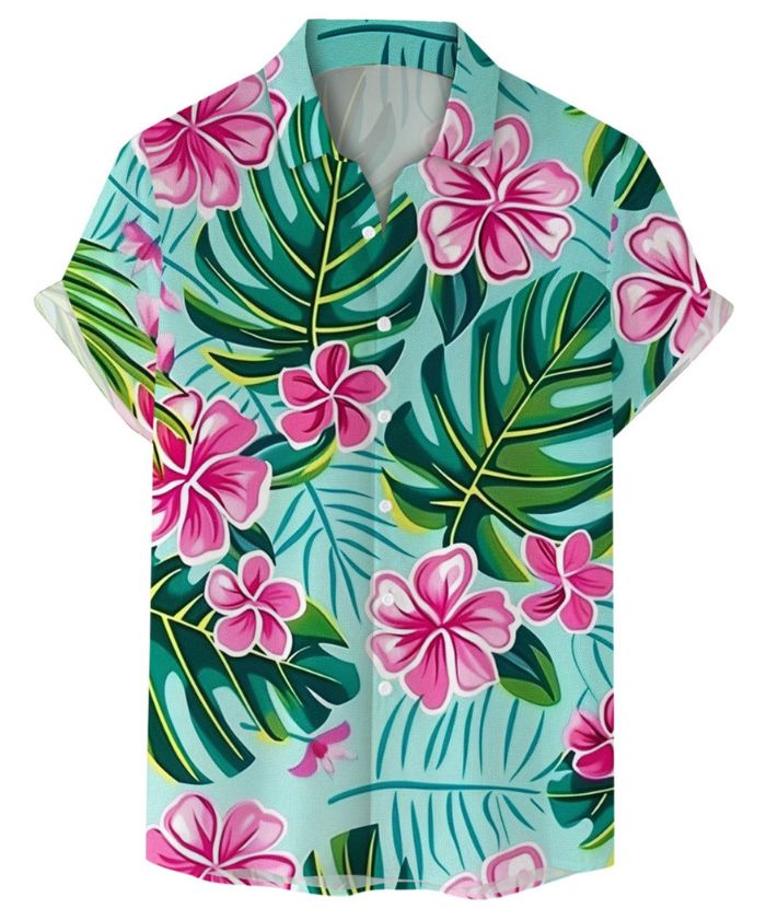 ZITY Men's Summer 3D Digital Print Button Shirt