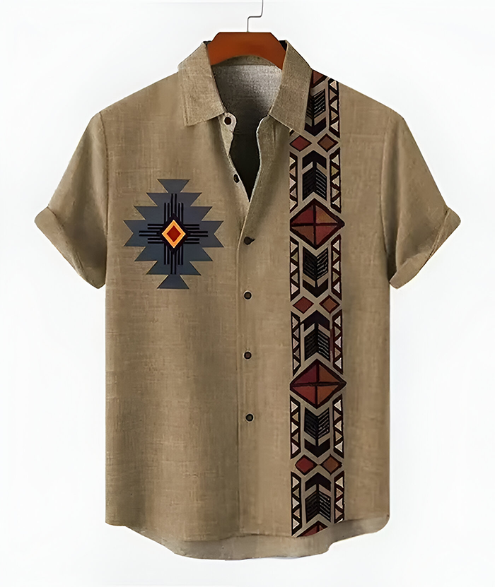 ZITY Men's Casual Summer Hawaiian Tribal Patterns Shirt