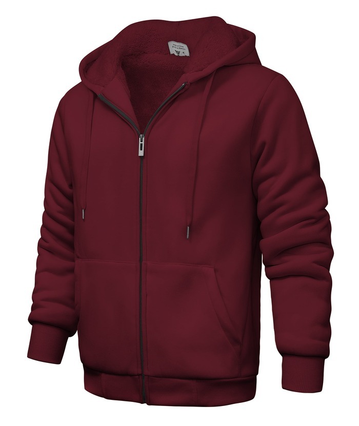 ZITY Men's Solid Hooded Jacket Thick Fleece Hoodie For Fall Winter-ZPK007270 | Zitysports
