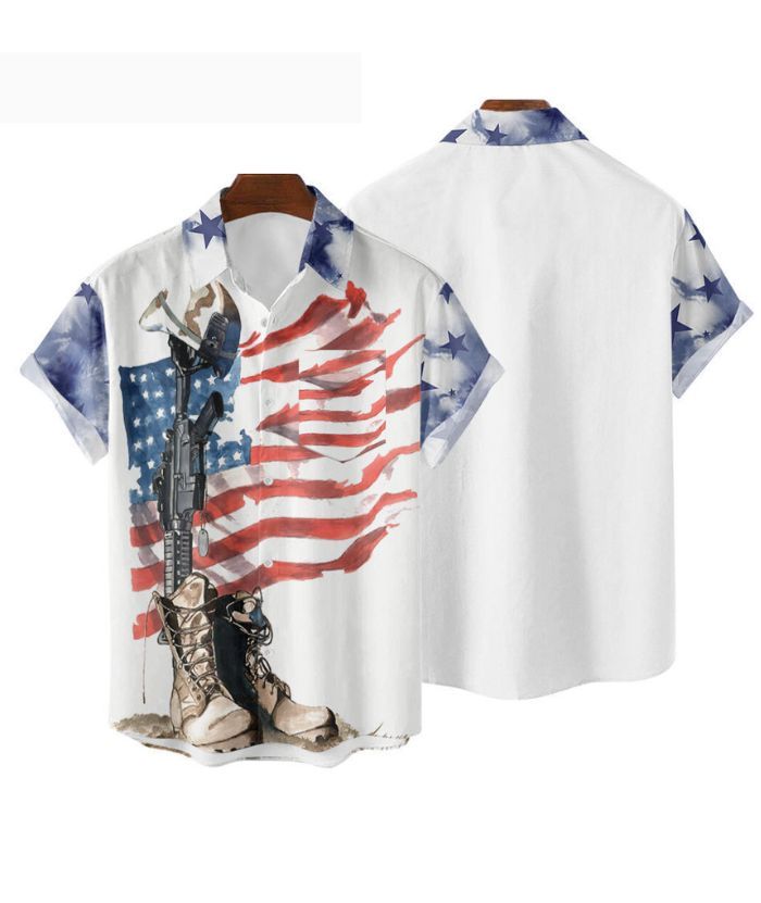 ZITY Men's American Flag 3D Digital Print Polo Shirt-DUMPO06242