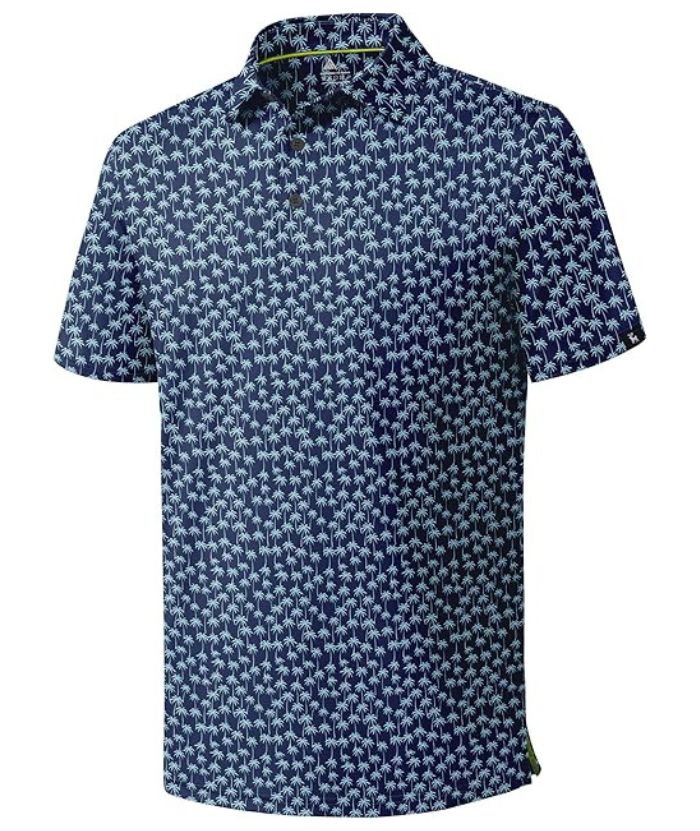 ZITY Men's Button Up Casual Print Polo Shirt-CUMPO06176