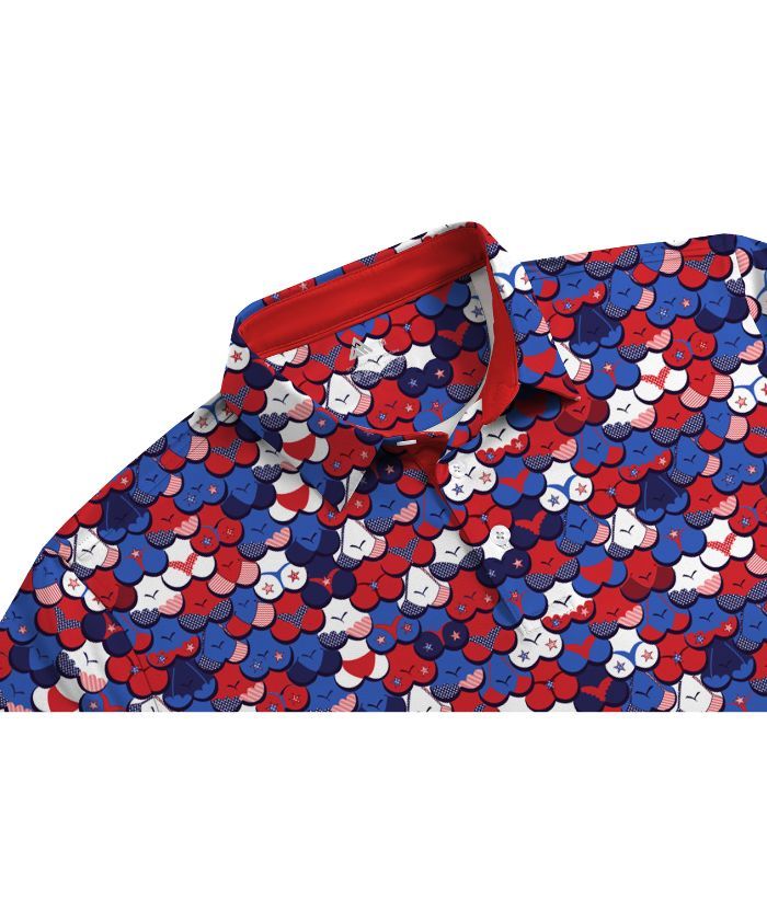 ZITY Men's Button Up Slim Fit Printed Polo Shirt-CUMPO05189