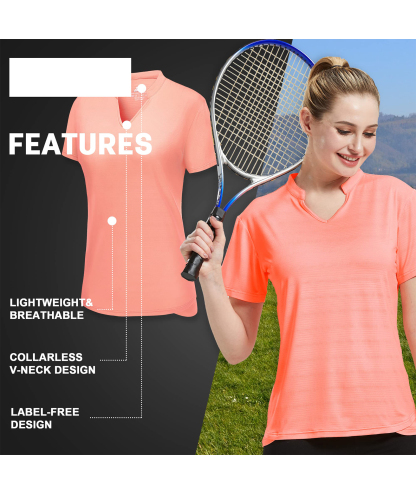 ZITY Women's V Neck Dri Fit Golf Polo Shirt-CFWMX20000