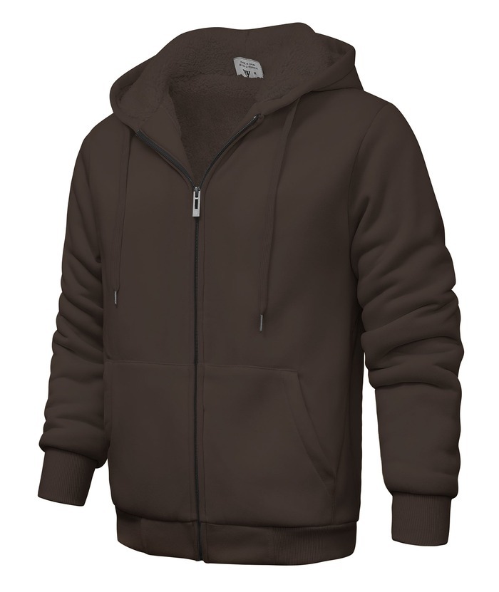 ZITY Men's Solid Hooded Jacket Thick Fleece Hoodie For Fall Winter-ZPK007270 | Zitysports
