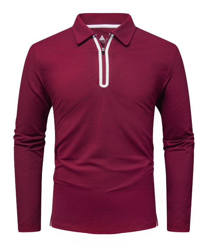 ZITY Men's Long Sleeve Moisture Wicking Casual Polo Shirt-CUMLP03511