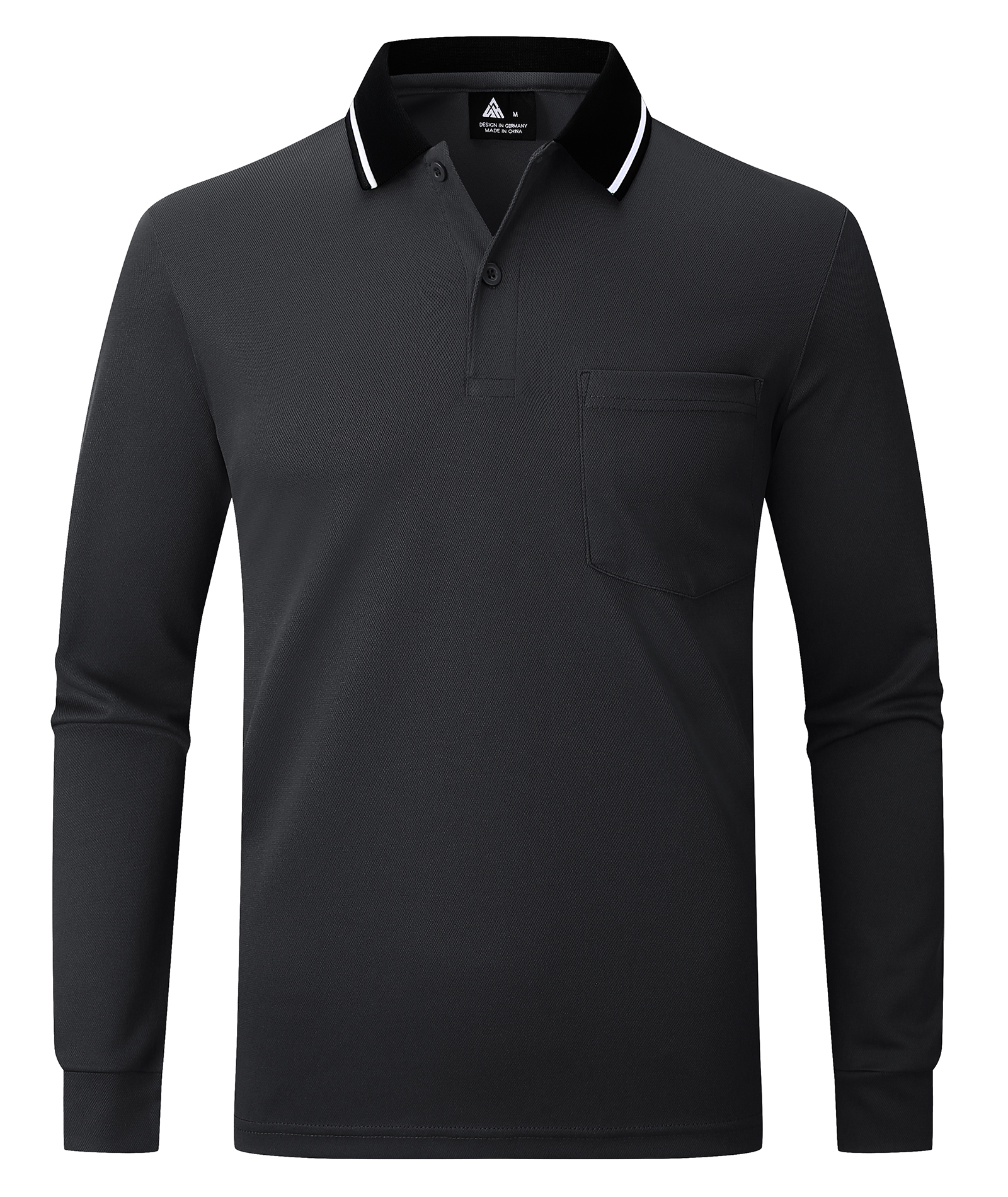 ZITY Men's Button Up Slim Fit Long Sleeve Golf Polo Shirt-CEMLP06140