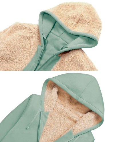 ZITY Women's Long Sleeve Solid Color Fleece Hoodie-ASJH700006