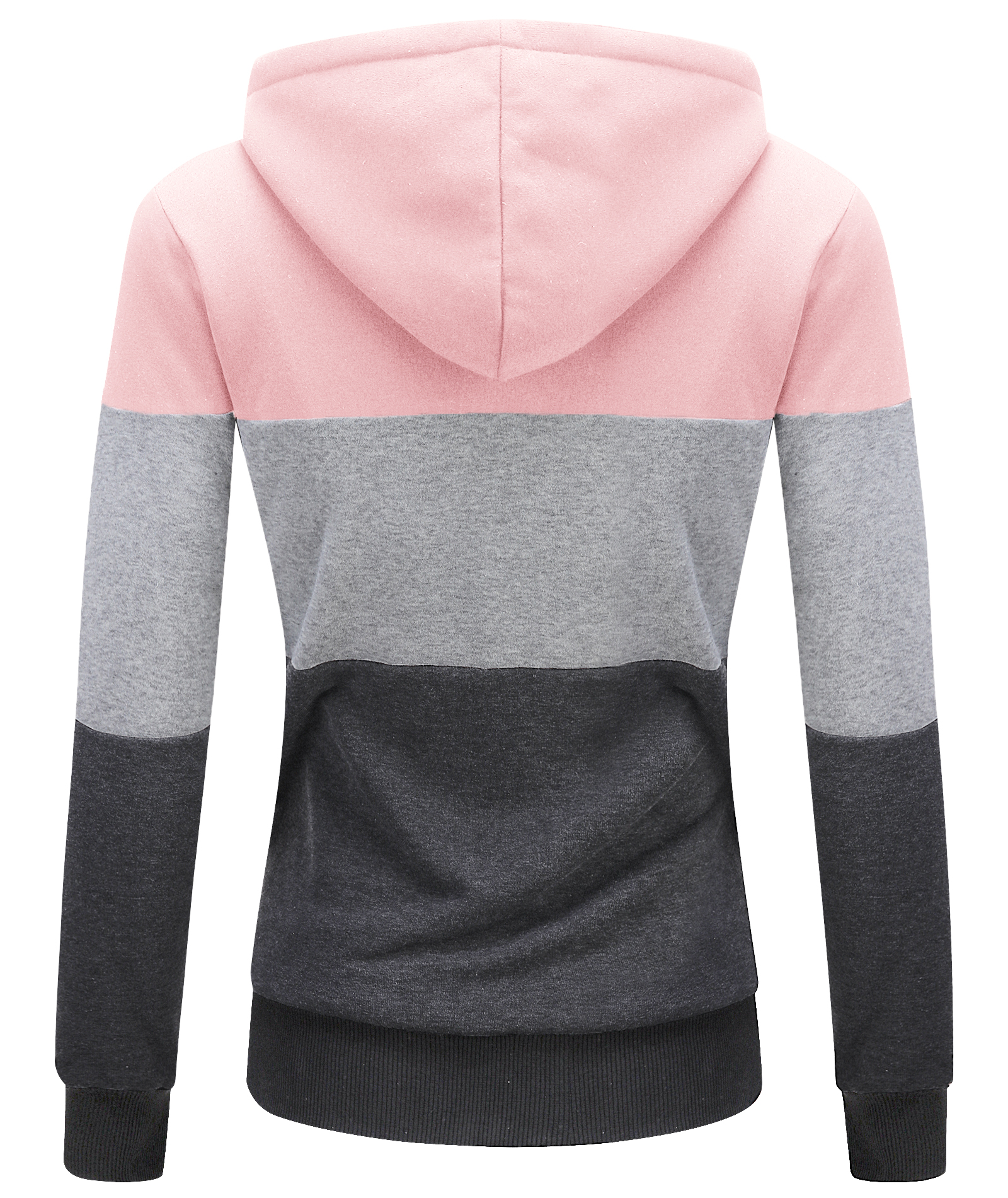 ZITY Women's Color Block Full Zipper Fleece Hoodie-CFWWT00007