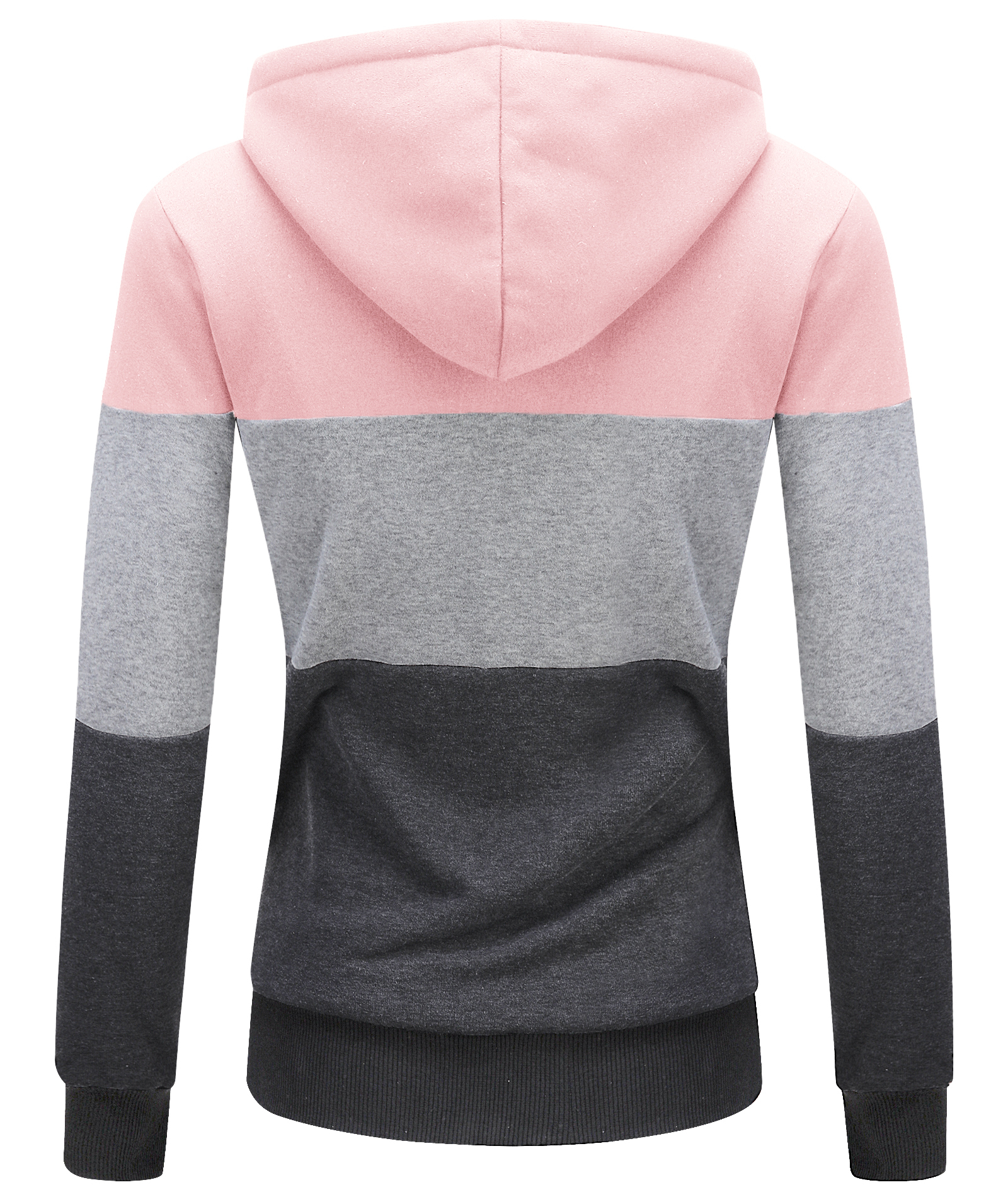 ZITY Women's Color Block Full Zipper Fleece Hoodie-CFWWT00007