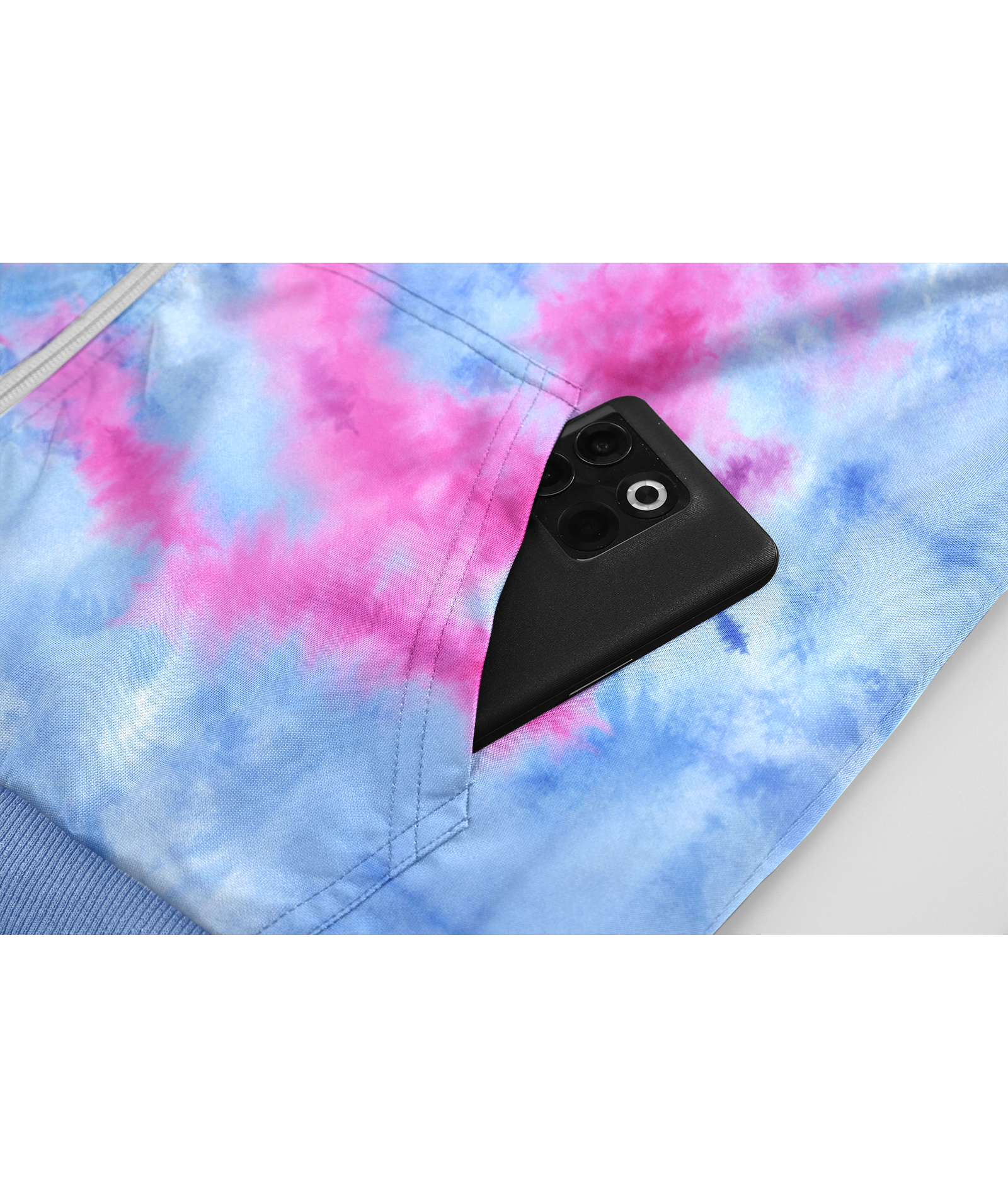 ZITY Women's Tie Dye Print Full Zipper Fleece Hoodie-CUWFH01517