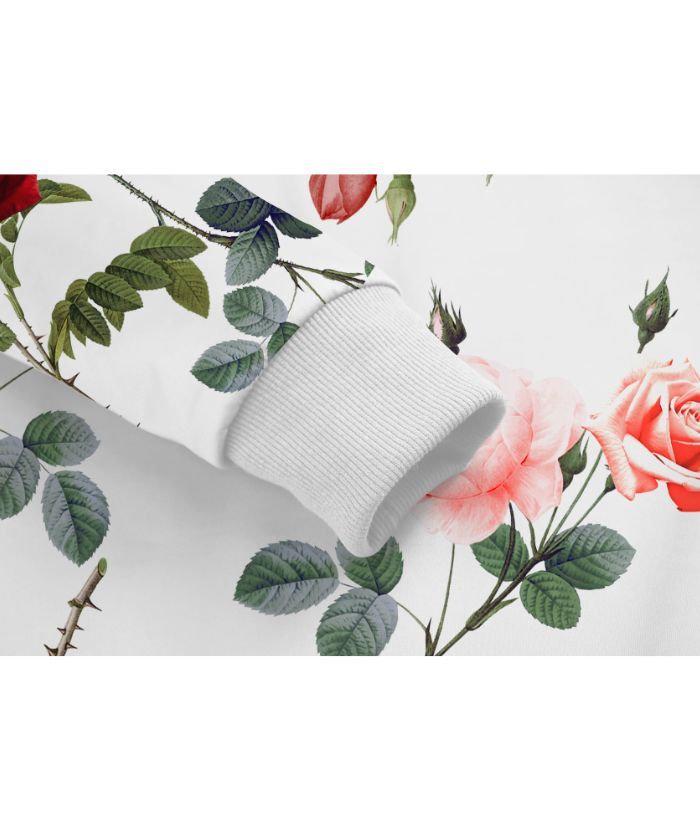 ZITY Women's Full Zipper Floral Print Fleece Hoodie-CUWFH01413