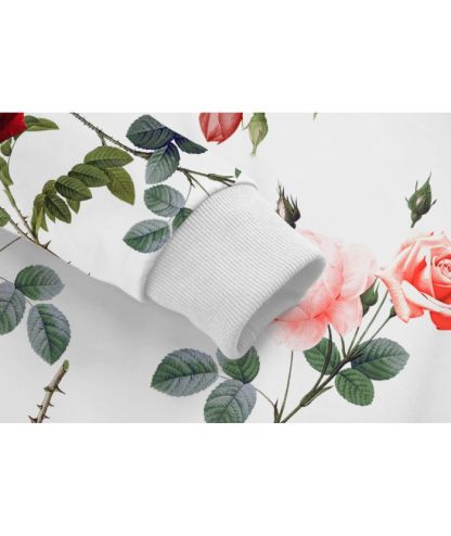 ZITY Women's Full Zipper Floral Print Fleece Hoodie-CUWFH01413