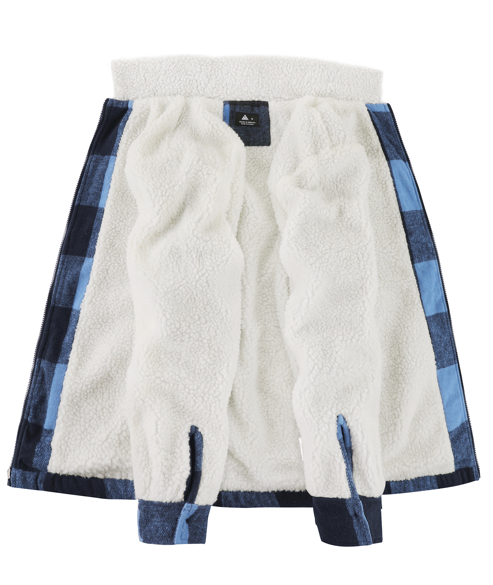 ZITY Men's Long Sleeve Full Zipper Plaid Fleece Shirt-CUMJA04084