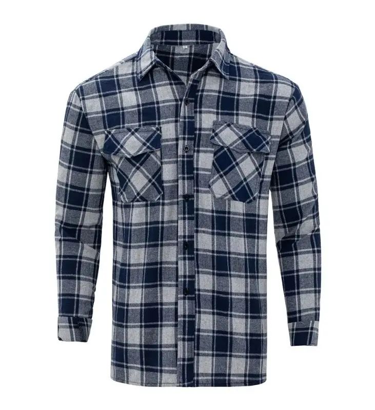 ZITY Men’s Spring Casual Plaid Long Sleeve Collared Shirt–DUMLT06595